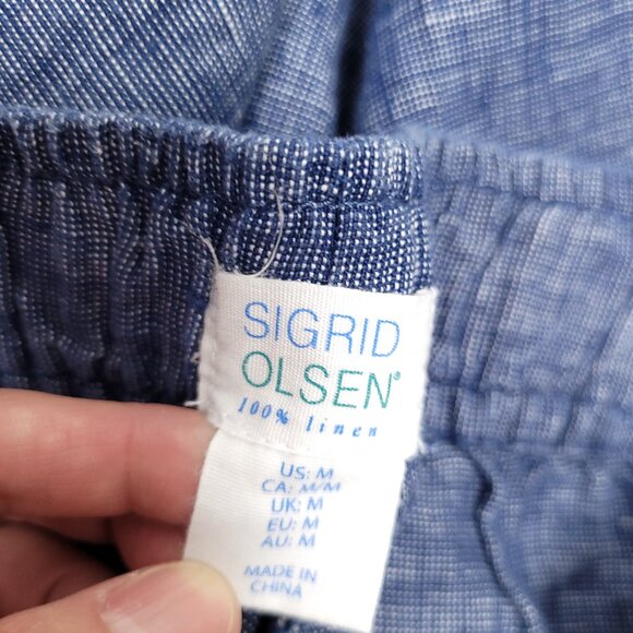 Sigrid Olsen Womens Linen Wide Leg Pull On Pants Size M - Picture 6 of 8